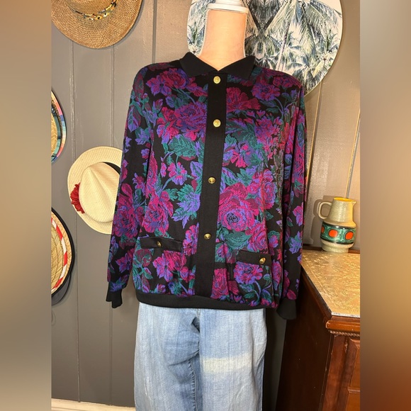 Vintage Rose Style Floral Pullover Sweatshirt Alfred Dunner XL - Picture 2 of 10